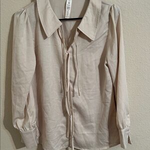 Elegant Cream Blouse with Tie Detail